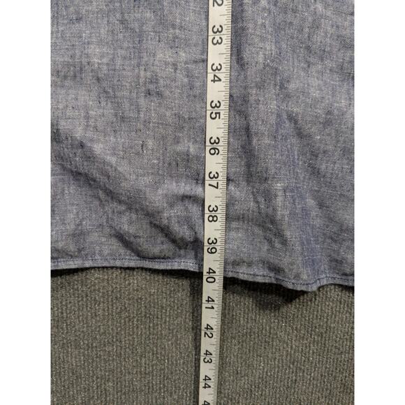Pure Navy Dress XL 100% Linen Pockets Lagenlook Casual Beachy Shirtdress Button - Picture 11 of 13